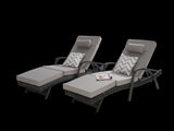 Outdoor Wicker Long Reclining Chair Set of 2 with Cushions, Wicker Reclining Lounge Chair Lawn W874P264727