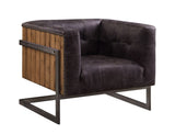 Antique Ebony and Rustic Oak Tufted Accent Chair B062P209163