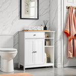 ZUN Double-Door Bathroom Cabinet with 2, Adjustable Panels, 1 Drawer and 3 Side Shelves, White 21280126