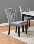 ZUN 2pc Casual Upholstered Velvet Upholstery Chair Channel Tufted Back Wooden Dining Room Furniture Gray B011P261181