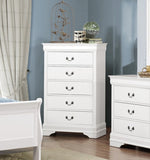 Traditional Design White Finish 1pc Chest of 5 Drawers Antique Drop Handles Drawers Bedroom B01149270