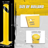 ZUN Safety Bollard Post, 36 Inch Height Steel Bollards, 4.5 Inch Diameter Parking Bollard, Yellow Powder 42839347