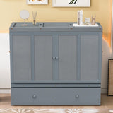 Full Size Murphy Bed with USB Port and a Large Drawer, Gray N708P205903E