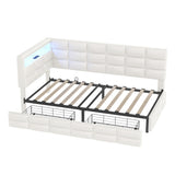 Upholstered Twin Size Daybed with Storage 2 Drawers and Charging Station, Day Bed Frame with LED N733P285121A