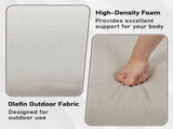 Outdoor PE Wicker Ottomans Set of 2, Patio Rattan Footrests with Beige Cushion for Backyard or Deck T3773P419405