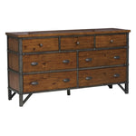 ZUN Industrial Design Bedroom 1pc Dresser of 7 Drawers Rustic Brown and Gunmetal Finish Wooden B011P152673