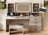 Large Vanity Table Set with LED Lighted Mirror, Vanity Desk with Charging Station, Makeup Table with 23225109