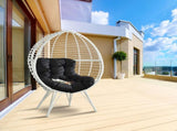 Galzed Black Fabric & White Wicker Patio Lounge Chair B2726P338653