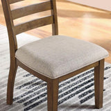 Transitional Set of 2pc Side Chairs Walnut Light Gray Ladder Back Chairs Solid wood 100% Polyester B011P158093