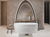 67" Linear Acrylic Freestanding Bathtub,Stand Alone Soaker Tub, Glossy White Acrylic, Toe-tap Chrome W1675P423113