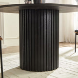 46.45 inch MDF Dining Table for Dining Room Round Dinner Tables Mid-Century Modern Table BLACK W876P263005