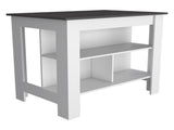 Rockaway 3-Shelf Kitchen Island White and Onix B06280050