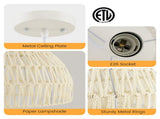 Height-Adjustable Farmhouse Rattan Pendant Lights with Adjustable Hanging Rope 64200391