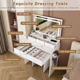 New Large Mirror Vanity Desk for Bed room , Modern Makeup Vanity Set with Power Outlet and Hair 25285722