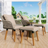 K&K 5 Pieces Patio Furniture Chair Sets, Patio Conversation Set With Wicker Cool Bar Table, WF324995AAZ