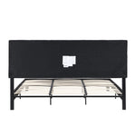 ZUN King Size Upholstered Platform Bed Frame with Linen Fabric Headboard, No Box Spring Needed, Wood W311107471