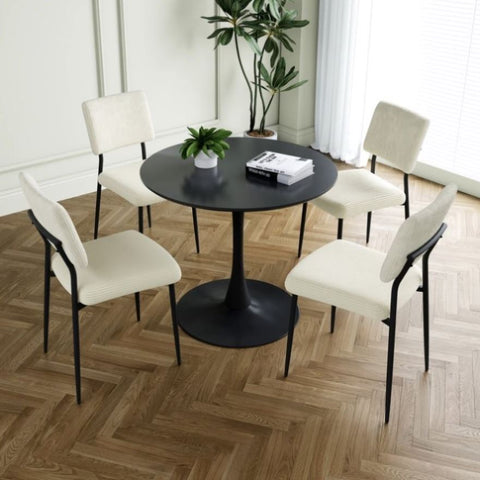 ZUN Modern beige simple velvet dining chair fabric upholstered chair Family bedroom stool back dressing, 71473340