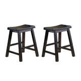Black Finish 18-inch Height Saddle Seat Stools Set of 2pc Solid Wood Casual Dining Home Furniture B01151974