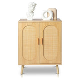 ZUN Modern Rattan Shoe Storage Cabinet with Double Doors and Adjustable Shelves, Accent Cabinet for 24395179