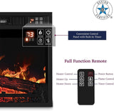 ZUN 23" Electric Fireplace, 3DInfrared Black Fireplace Electric Insert Heater, with IR Remote Control, 92000032