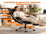 Vibration Massage Office Chair with Retractable Footrest, 90&deg-135&deg Reclining PVC Leather 34818232