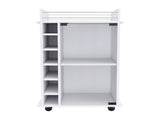 Bar Cart, Glass Door, Four Casters, Two Shelves, White B097133032