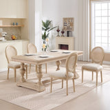 French Country Dining Chairs Set of 2, Upholstered Chairs with Nature Rattan Round Back, Wire W3426P324257