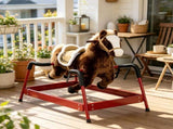 Dark Brown Interactive Kids Ride on Horse Spring Rocking Horse with Sounds, Plush Soft Feel Animal 86854924