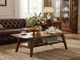 Mid Century Modern Coffee, 100% Solid Oak Wood Coffee with Storage Shelf, 2-Tier Coffee W3204P469105