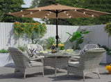 9ft Solar LED Lighted Patio Umbrella, Table Market Umbrella, Outdoor Umbrella for Garden, 47290384