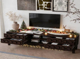 Modern Mid-Century Media Console with 4 Drawers and Cable Management, TV Console Table for TVs up to W757P305596