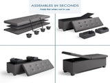 Ottoman with Storage Bench, 43-inch Storage Ottoman, Leather, Gray 09802692