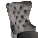 Erica 2 Piece Wood Legs Dinning Chair Finish with Velvet Fabric in Dark Gray 808857749369