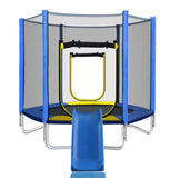 ZUN 7FT Trampoline for Kids with Safety Enclosure Net, Slide and Ladder, Easy Assembly Round Outdoor 16378149