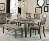 ZUN Wood Frame Dining Bench 1pc Antique Gray Finish Frame With Neutral Tone Gray Fabric Seat B01143833