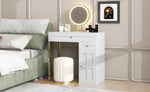 ZUN 31.5'' Makeup Vanity Desk with Lighted Mirror, Luxury Dressing Table with 2 Drawers and 1 Cabinet, 3 N704P210486K