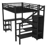 Metal Full Loft Bed with Wardrobe and LED Light, Full Size Loft Bed with L Shaped Desk and USB for 32514855