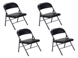 4pcs Elegant Foldable Iron & PVC Chairs for Convention & Exhibition Black 41844164