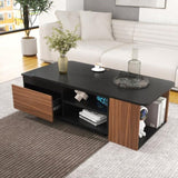 Extendable Coffee Table, Length Adjustable Wood Coffee Table with 2 Storage Drawers for Living Room, W331P262583