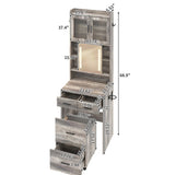 Small Vanity Desk with Sliding Mirror and LED Lights, Makeup Table with Charging Station and Storage 28727409