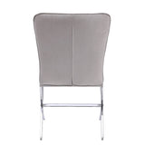 Beige and Chrome Side Chairs with Metal X Shape Legs B062P182722
