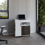 Extendable Desk, 2 Drawers, 4 Shelves, 4 Wheels B097P296841