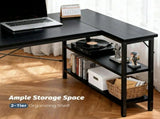 47" L-Shaped Computer Desk with Reversible Storage Shelves and PC Stand, Corner Gaming and Home 88282427
