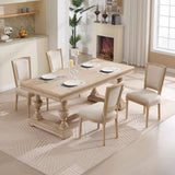 French Country Dining Chairs Set of 2, Upholstered Chairs with T-shaped Back, Wire drawing and W3426P324548