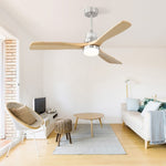 ZUN Indoor 52 Inch Ceiling Fan With Dimmable Led Light 6 Speed Remote Silver 3 Wood Blade Reversible DC W934P145946