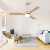 Indoor 52 Inch Ceiling Fan With Dimmable Led Light 6 Speed Remote 3 Wood Blade Reversible DC Motor W934P214536