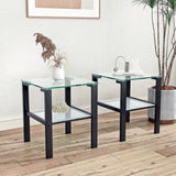 Set of 2, Glass two layer tea small round bedroom corner living room side W24191062