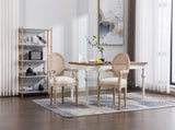 French Vintage Upholstered Fabric Dining Armchair, Set of 2, Beige W1622113267