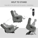 ZUN Grey Velvet Recliner Chair,Power Lift Chair with Vibration Massage, Remote Control 11353341