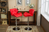 ZUN Glasgow Contemporary Tufted Adjustable Height Hidraulic Bar Stools, Set of 2, Red T2574P164867